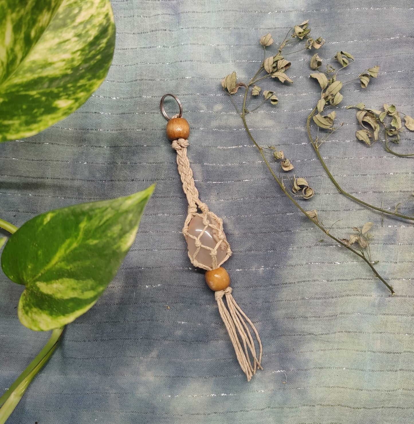 Kukka-akaatti ~laukkukoru, beige