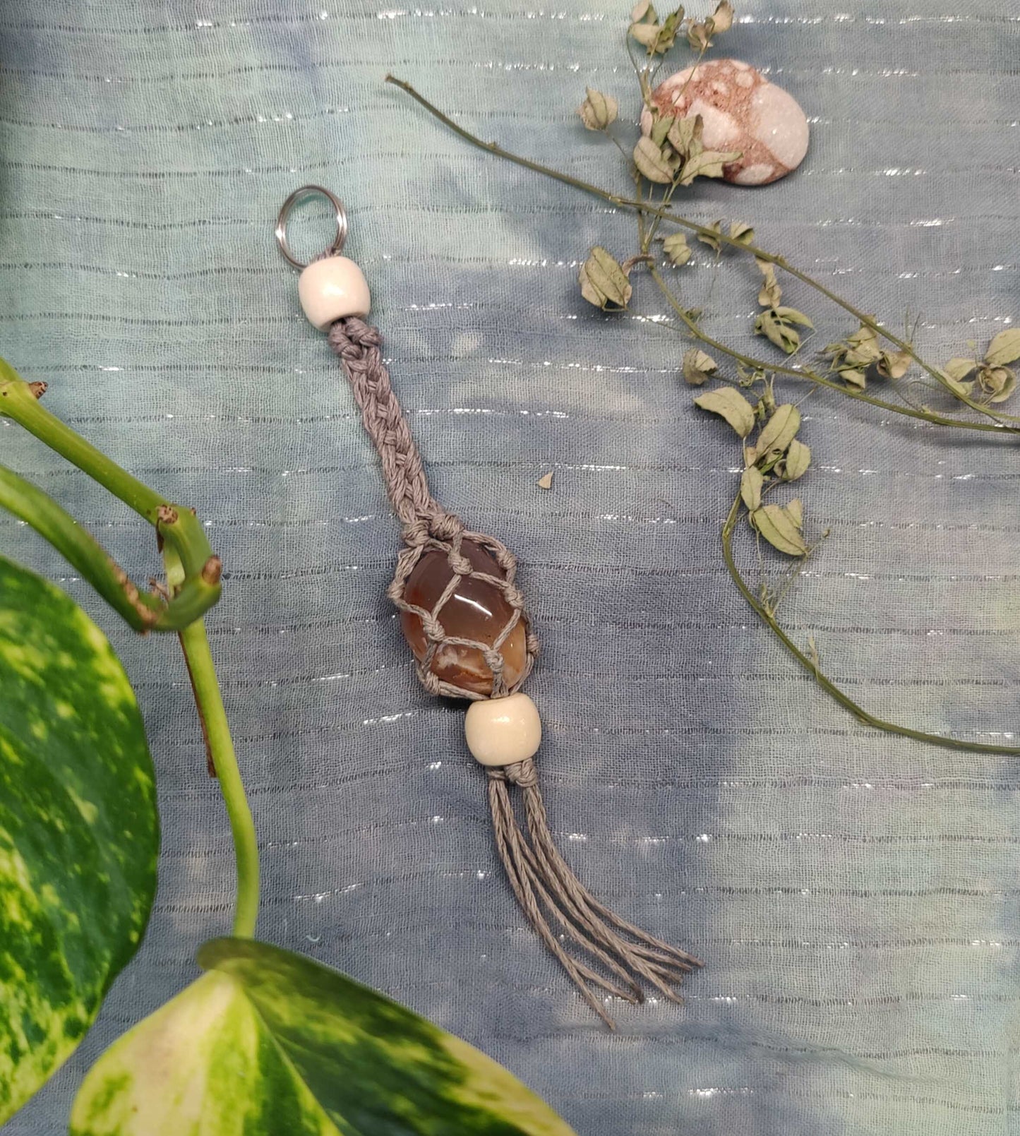 Kukka-akaatti ~laukkukoru, harmaa